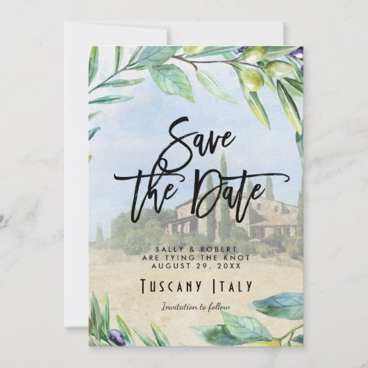 Italienische Oliven Hochzeit Toskana speichern Sie Dankeskarte (Vorderseite)