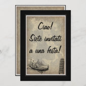 Italienische Party Einladung (Vorne/Hinten)