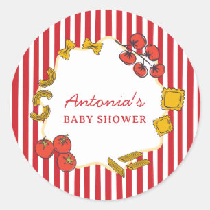Italienische Pasta Ciao Bambino Baby Shower Runder Aufkleber