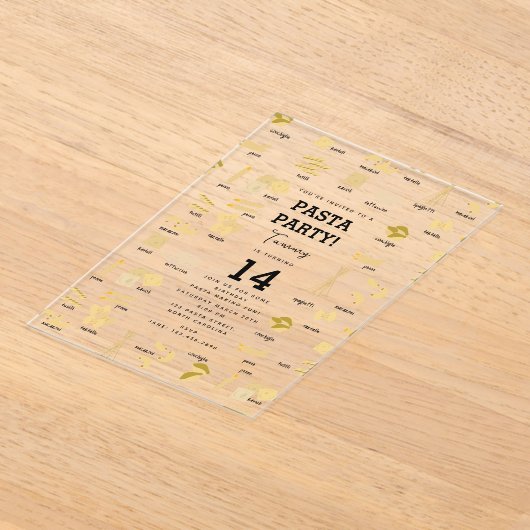 Italienische Pasta Formen & Namen Pasta machen Acryleinladungen (Ablage )