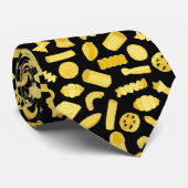 Italienische Pasta Gemustert Black Krawatte (Gerollt)