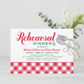 Italienische Pasta Karierte Hochzeit Probe Abendes Einladung (Stehend Vorderseite)