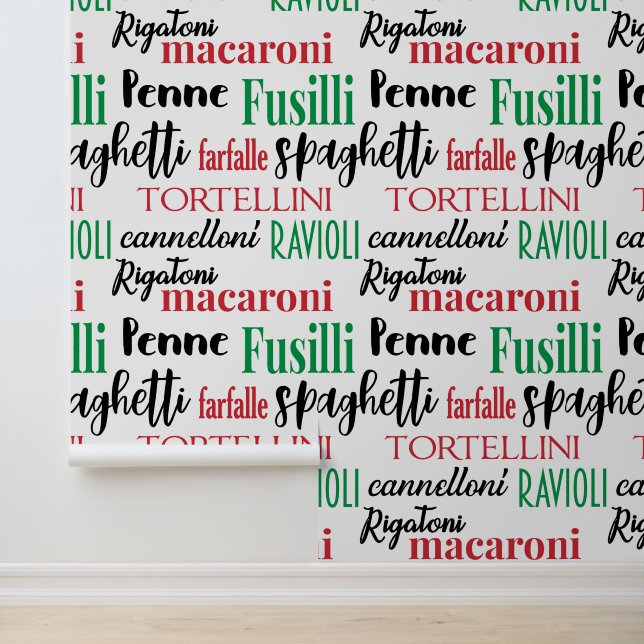 Italienische Pasta Names Typografische Küche Tapete (Anwendung)