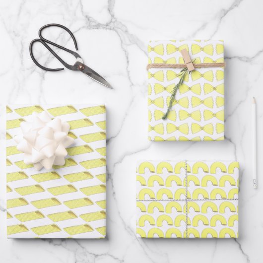 Italienische Pasta Shapes Penne Bowtie Elbow Macar Geschenkpapier Set (Vorderseite)