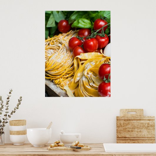 Italienische Pasta Tomato Basiegeier Poster (Küche)