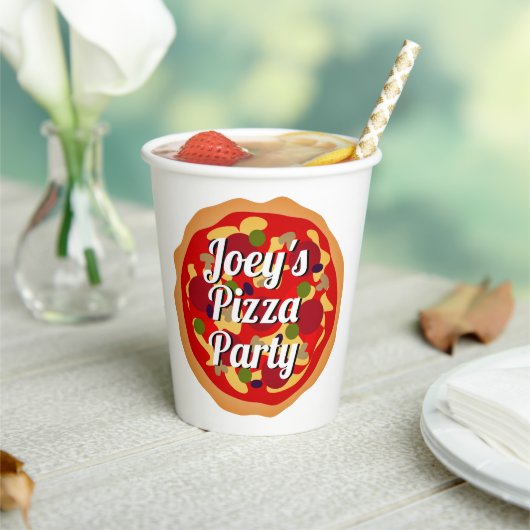 Italienische Pepperoni Pizza Brasse Geburtstagspar Pappbecher (In Situ)