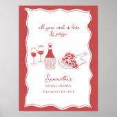 Italienische Pizza Brautparty Schild (Vorne)