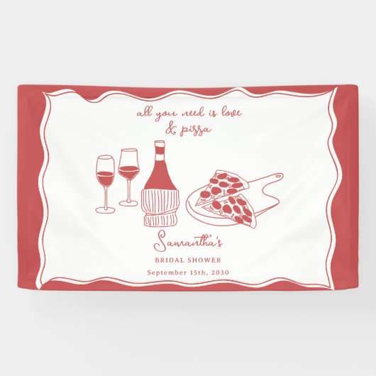 Italienische Pizza Brautparty Schild (Horizontal)