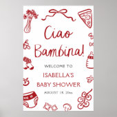 Italienische Pizza Ciao Bambina Baby Dusche Willko Poster (Vorne)