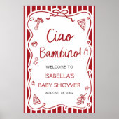 Italienische Pizza Ciao Bambino Babydusche Willkom Poster (Vorne)