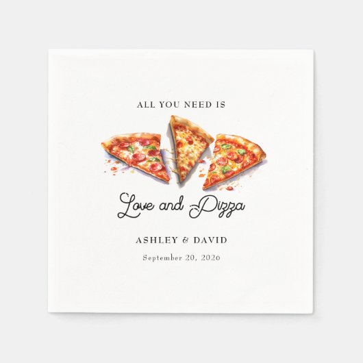 Italienische Pizza | Engagement Serviette (Vorderseite)