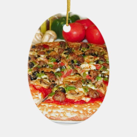 Italienische Pizza Keramikornament (Vorne)