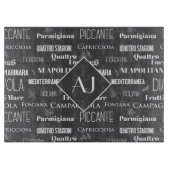 Italienische Pizza Names Gray Mit Monogramm Schneidebrett (Vorderseite)