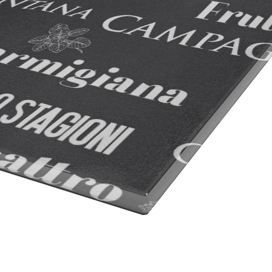 Italienische Pizza Names Gray Mit Monogramm Schneidebrett (Ecke)