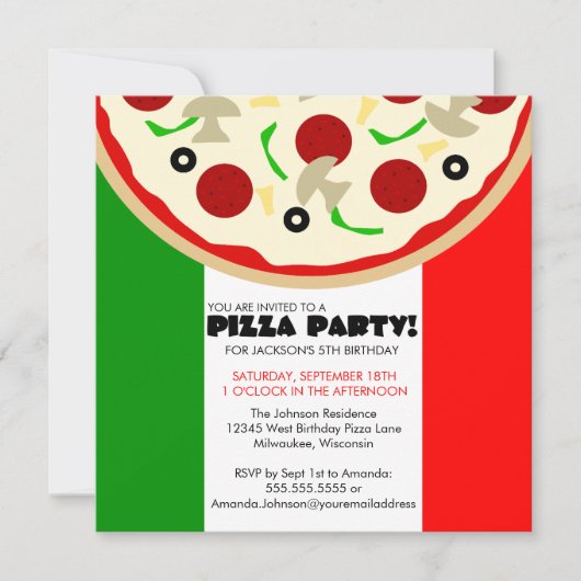 Italienische Pizza-Party Einladung (Vorderseite)