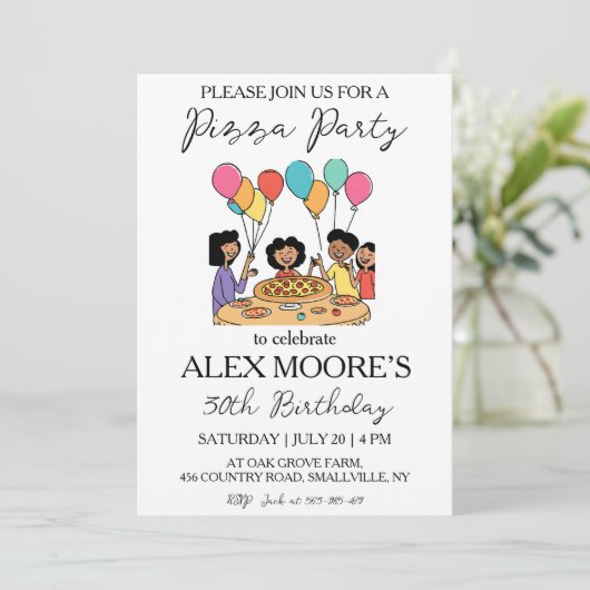 Italienische Pizza-Party Einladungen (Stehend Vorderseite)