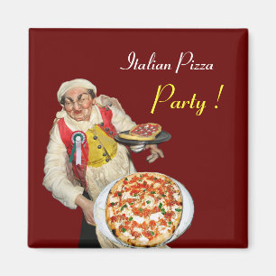 ITALIENISCHE PIZZA, rot Magnet