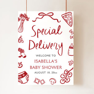 Italienische Pizza Special Lieferung Baby Dusche W Poster