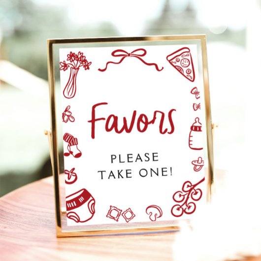 Italienische Pizzafavoriten Schild mit moderner Ha