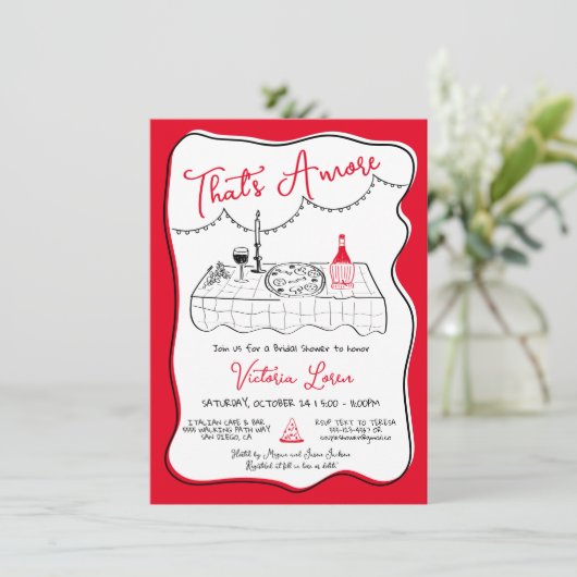 Italienische Pizzeria Party Einladung (Stehend Vorderseite)