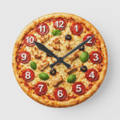 Italienische Pizzeria Pizza Küche oder Restaurant  Runde Wanduhr (Vorderseite)