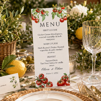 Italienische Pomodoro-Hochzeit Menükarte