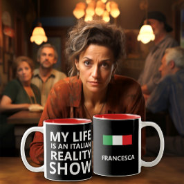 Italienische Reality Show: Funny Personalisiertes  Zweifarbige Tasse