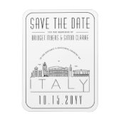 Italienische Reise Hochzeit Stilisierte Skyline Sa Magnet (Vertikal)