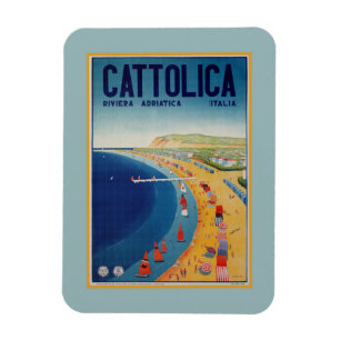 Italienische Reisewerbung Vintagen Cattolica Magnet
