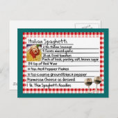 Italienische Rezept-Karte Geschenke "Spaghetti" Postkarte (Vorne/Hinten)