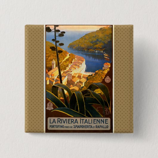 Italienische Riviera Europa Italien Reiseplakat Button (Vorderseite)