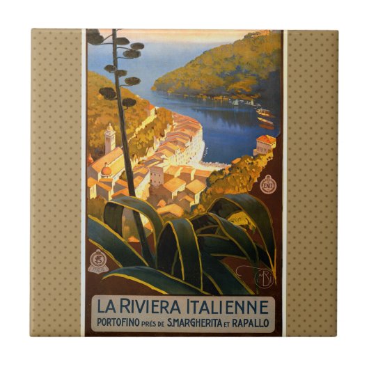 Italienische Riviera Europa Italien Reiseplakat Fliese (Vorderseite)