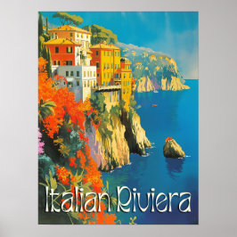 Italienische Riviera Retro Travel Poster