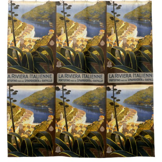 Italienische Riviera Vintage Duschvorhang (Vorderseite)