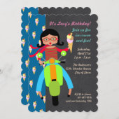 Italienische Rollerin Birthday Party Einladung (Vorne/Hinten)