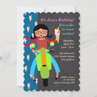 Italienische Rollerin Birthday Party Einladung