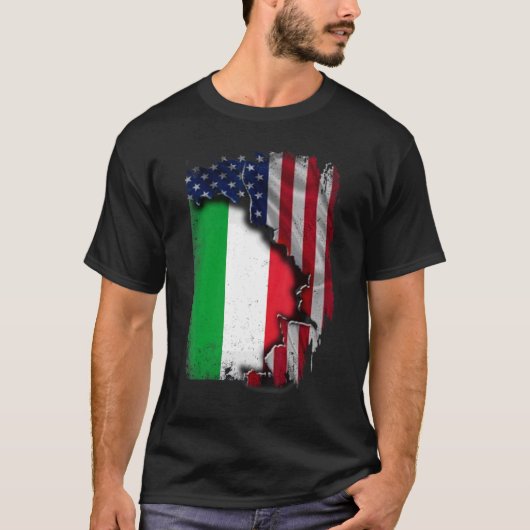 Italienische ROOTS Halbamerikanisches Flaggenpatri T-Shirt (Vorderseite)