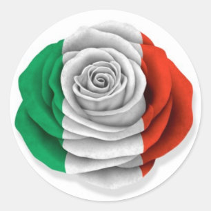 Italienische Rosen-Flagge auf Weiß Runder Aufkleber