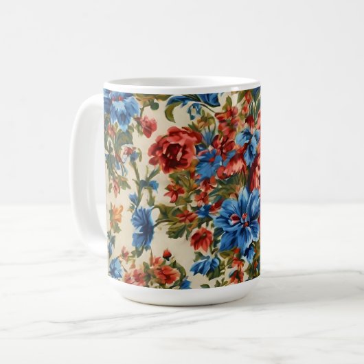 Italienische Rot- und Blautönen mit üppigen Blätte Kaffeetasse (Vorderseite Links)