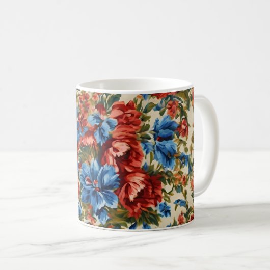 Italienische Rot- und Blautönen mit üppigen Blätte Kaffeetasse (VorderseiteRechts)