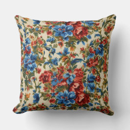 Italienische Rot- und Blautönen mit üppigen Blätte Kissen