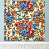 Italienische Rot- und Blautönen mit üppigen Blätte Leinwanddruck (Insitu (Holzboden))