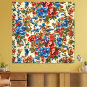 Italienische Rot- und Blautönen mit üppigen Blätte Leinwanddruck (Insitu (Wohnzimmer))