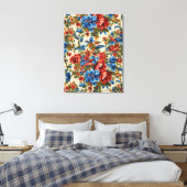 Italienische Rot- und Blautönen mit üppigen Blätte Leinwanddruck (Insitu (Schlafzimmer))