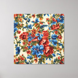 Italienische Rot- und Blautönen mit üppigen Blätte Leinwanddruck