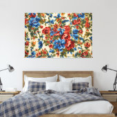 Italienische Rot- und Blautönen mit üppigen Blätte Leinwanddruck (Insitu (Schlafzimmer))