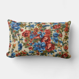 Italienische Rot- und Blautönen mit üppigen Blätte Lendenkissen