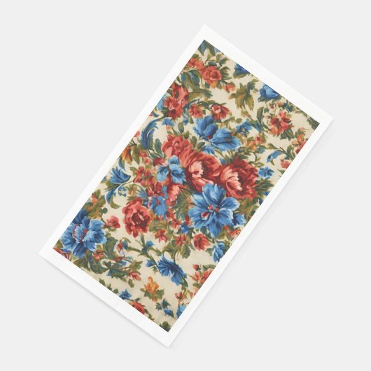 Italienische Rot- und Blautönen mit üppigen Blätte Serviette (Ecke)