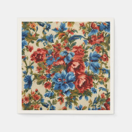 Italienische Rot- und Blautönen mit üppigen Blätte Serviette