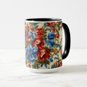 Italienische Rot- und Blautönen mit üppigen Blätte Tasse (VorderseiteRechts)